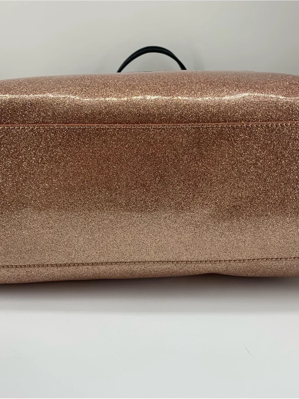 kate spade Mavis Street Taden Rose Gold Glitter Tote with Black Handles